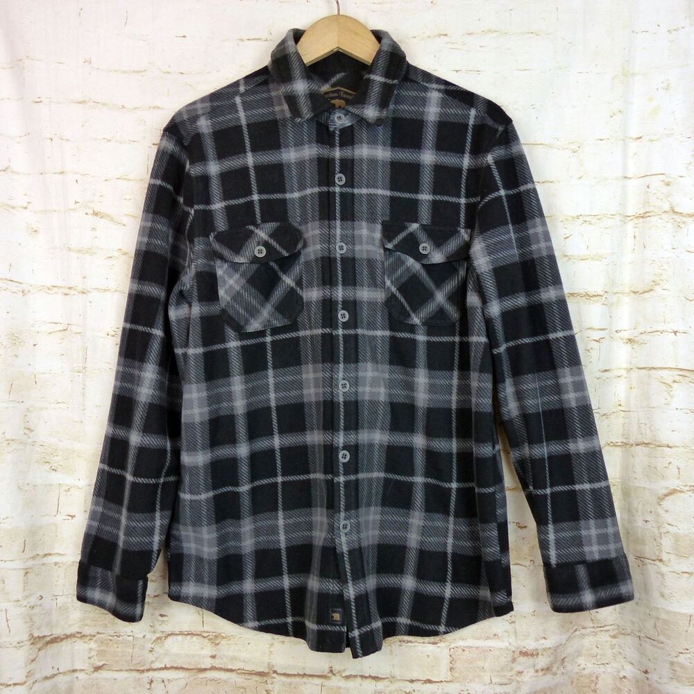 Freedom Foundry Flannel Shirt Mens L Black Gray Plaid Button Up Grunge Normcore